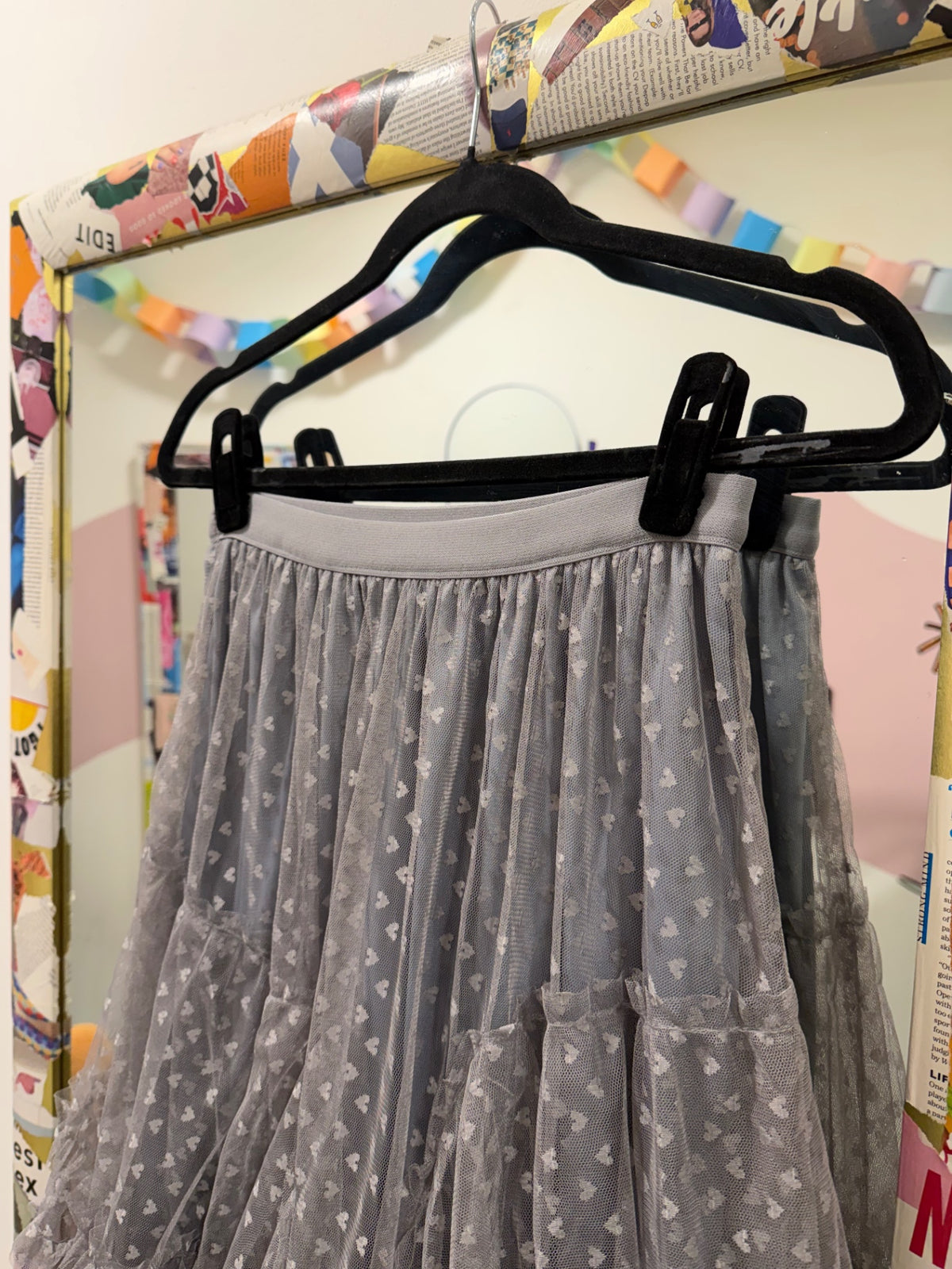 Grey Love Heart Western Maxi Skirt