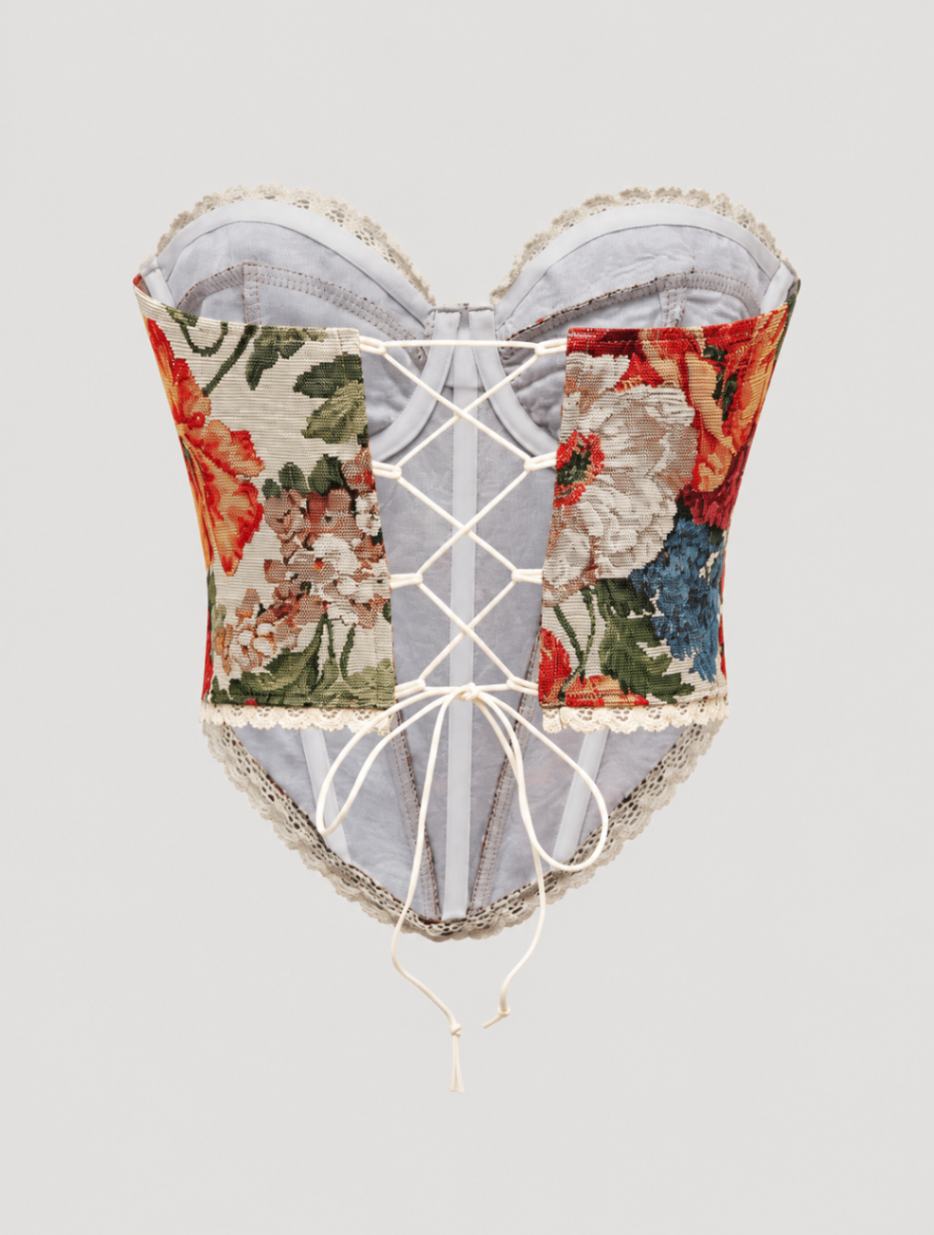 Romantic Tapestry Red Mix Floral Corset Small