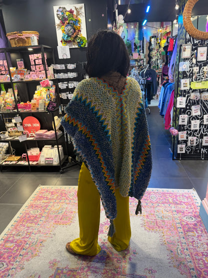 Blue Multi Tassel Shawl