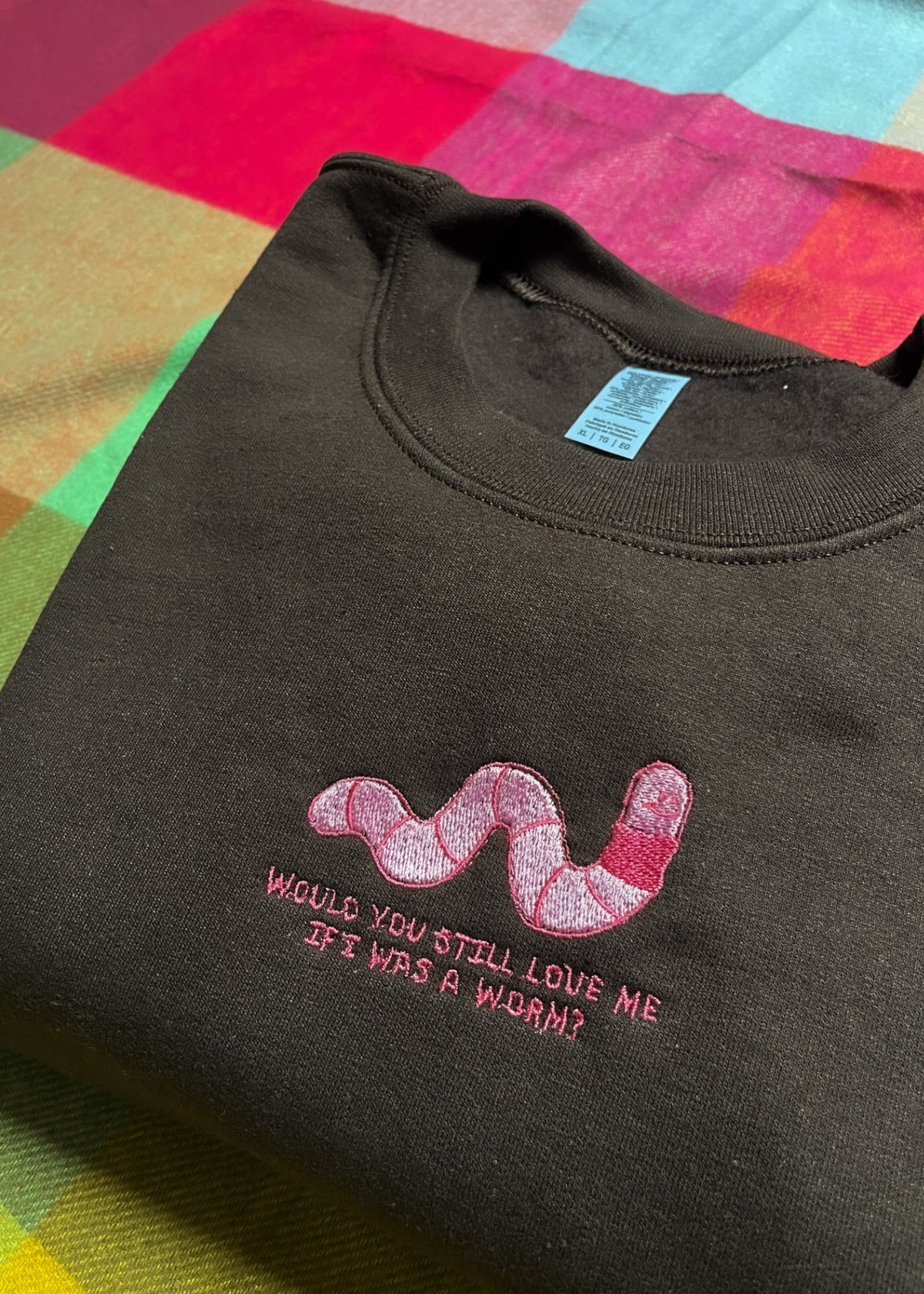 Worm 'Would you still love me' Embroidered Unisex T-Shirt XL