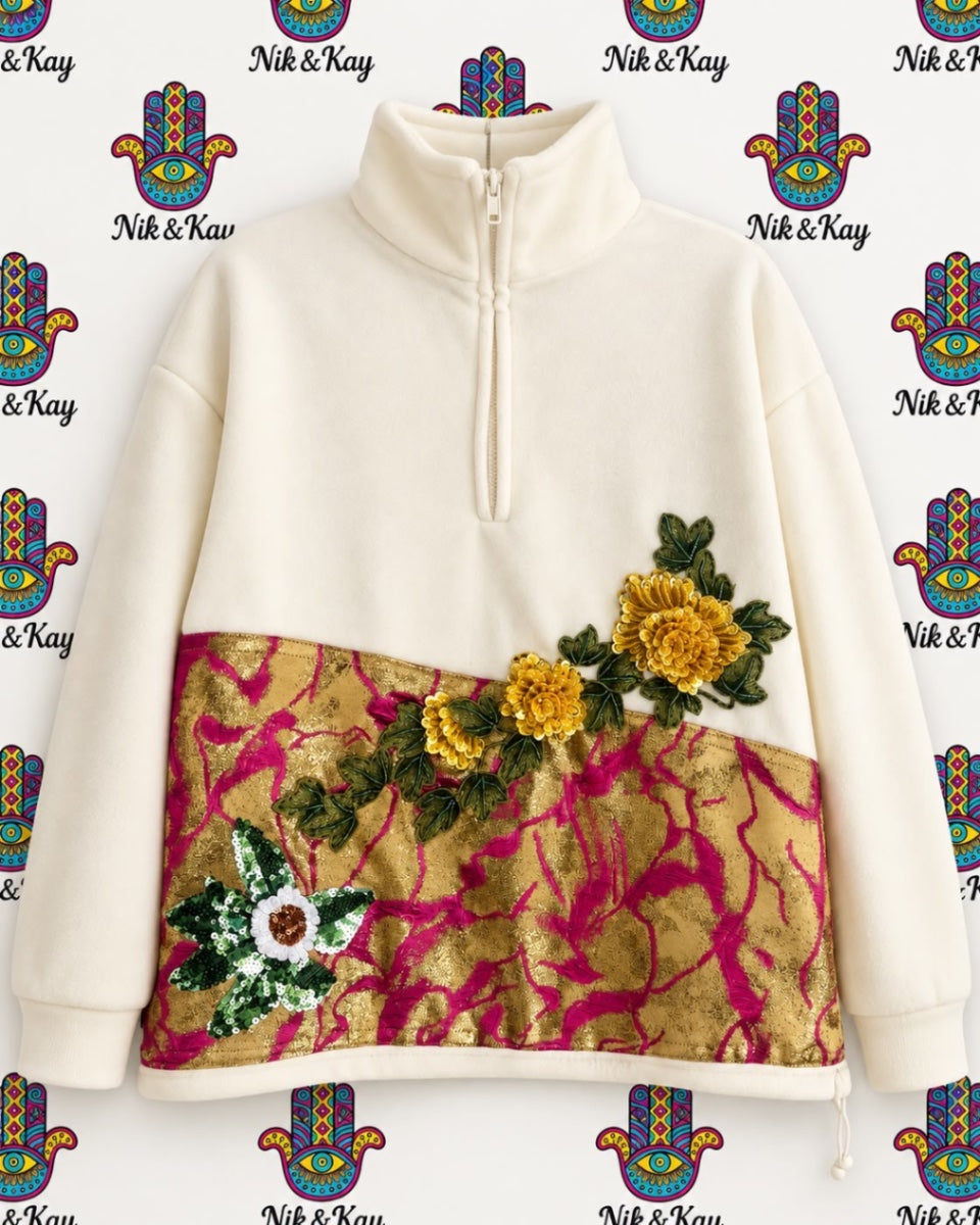 Cream half zip fleece jumper 