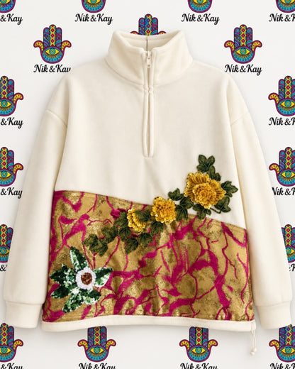 Cream half zip fleece jumper 