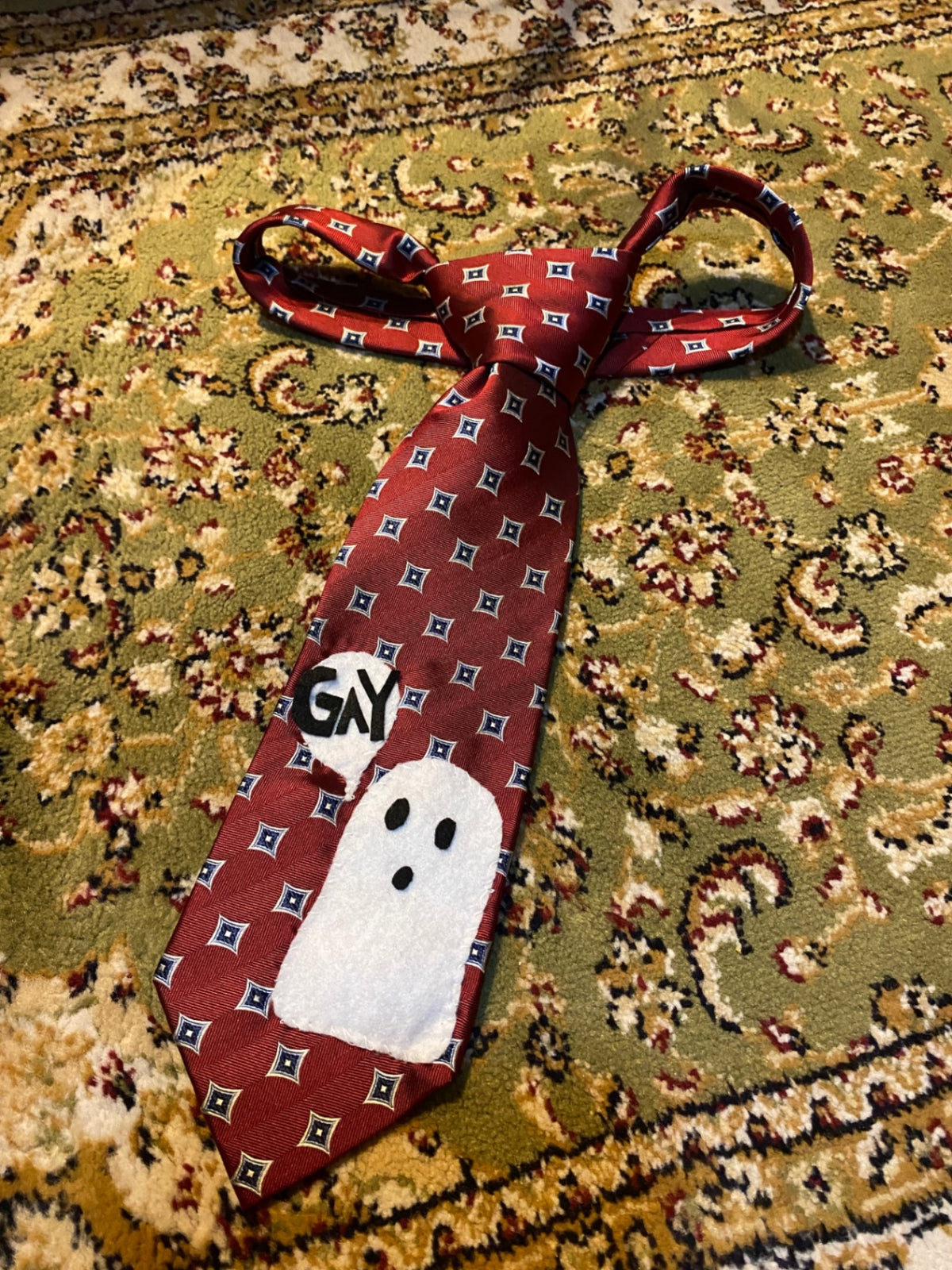RED GAY GHOST Up-cycled tie 