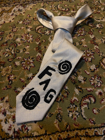WHITE SWIRL FAG Up-cycled tie