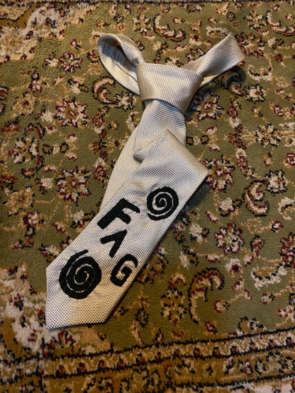 WHITE SWIRL FAG Up-cycled tie