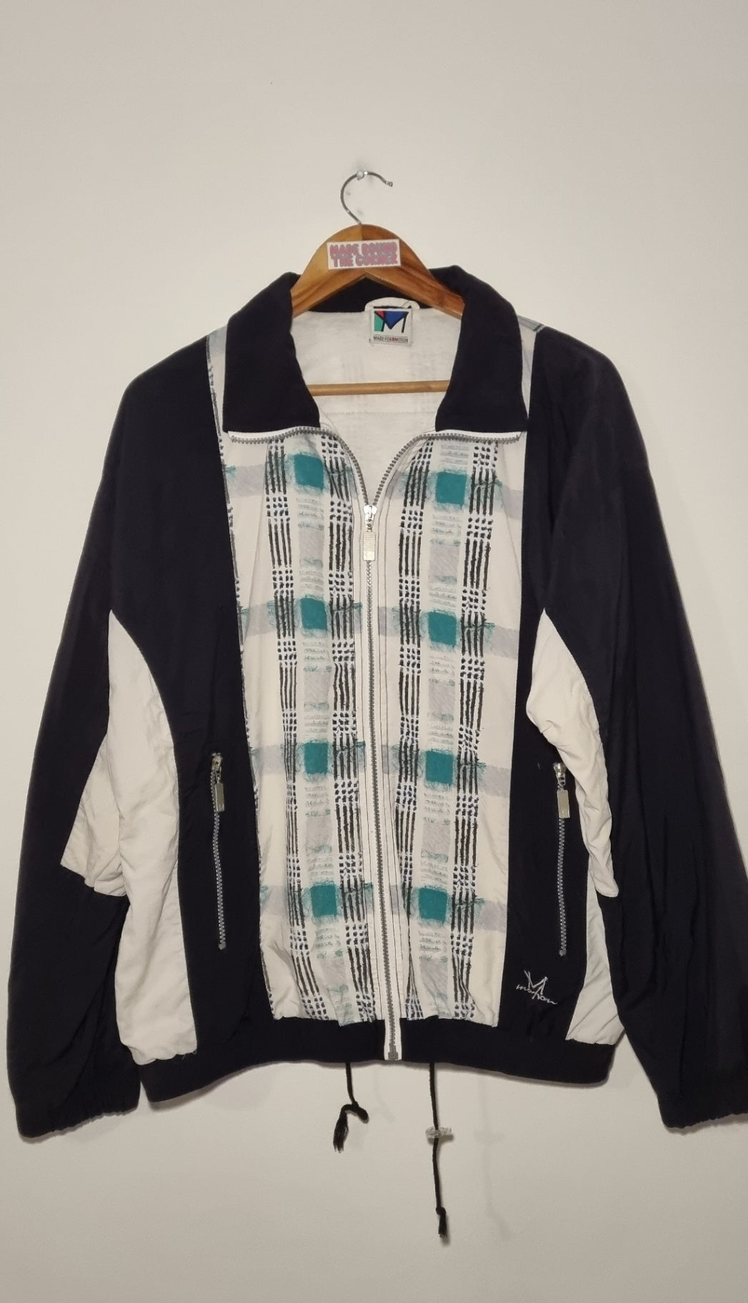 Black and White Windbreaker with Silver Trim