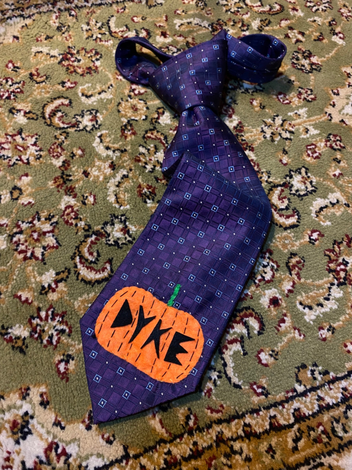 PURPLE DYKE PUMPKIN Up-cycled tie 