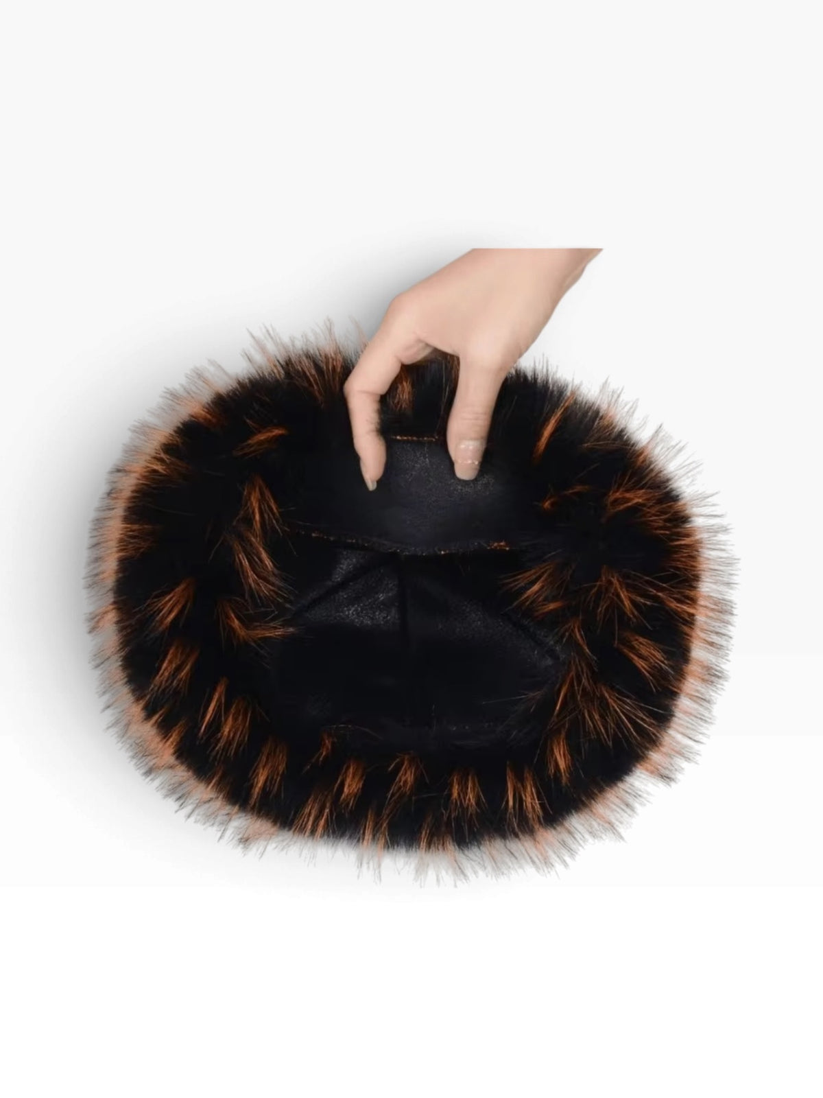 Fur Bucket Hat Black Orange 