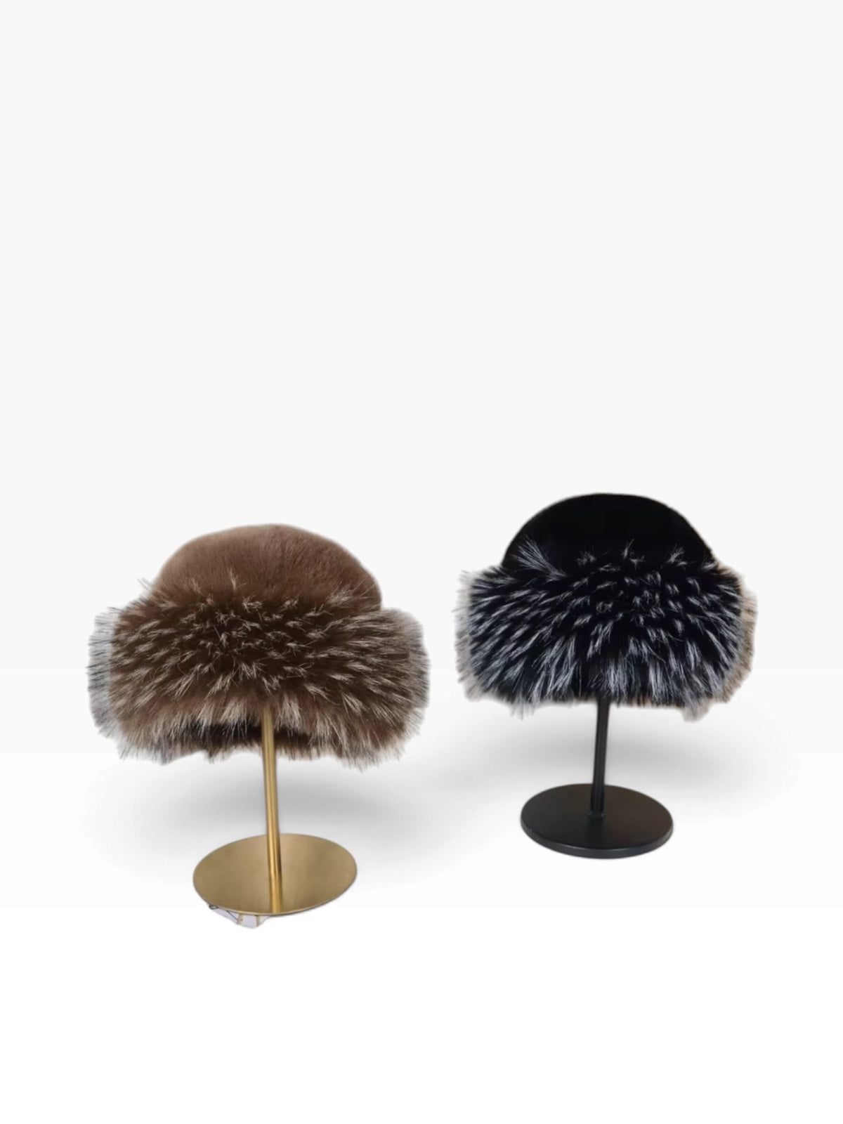 Fur Bucket Hat Black White