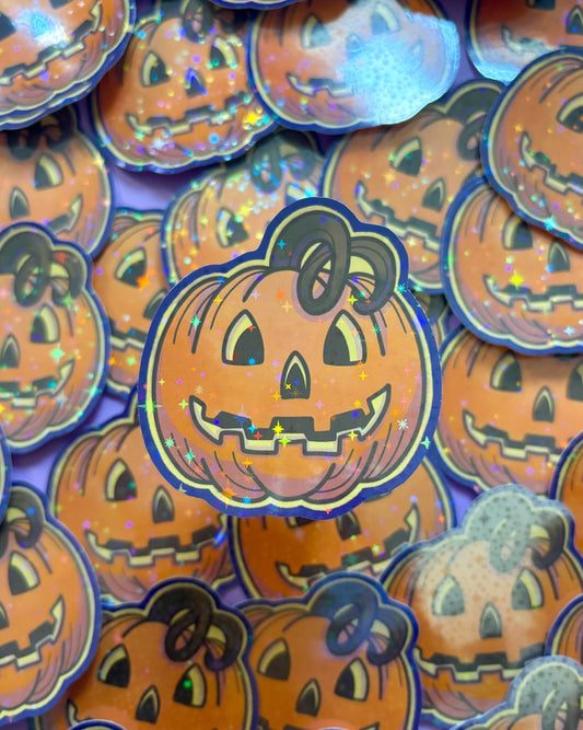 Pumpkin Holographic Sparkle Vinyl Sticker