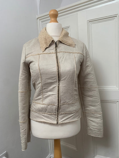 cream zip up jacket 