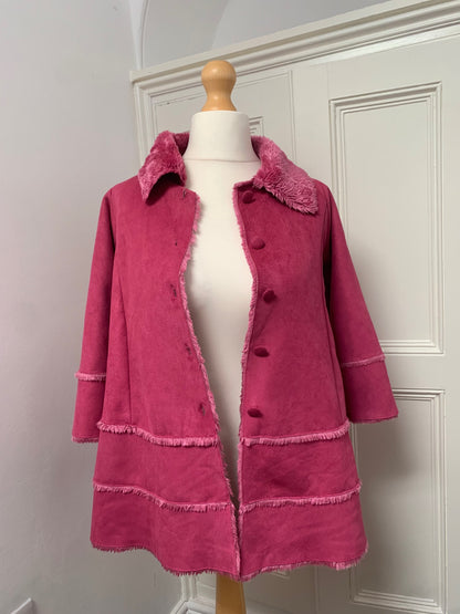 pink button up coat 