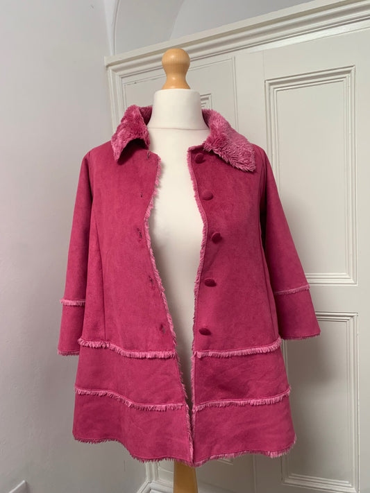 pink button up coat 