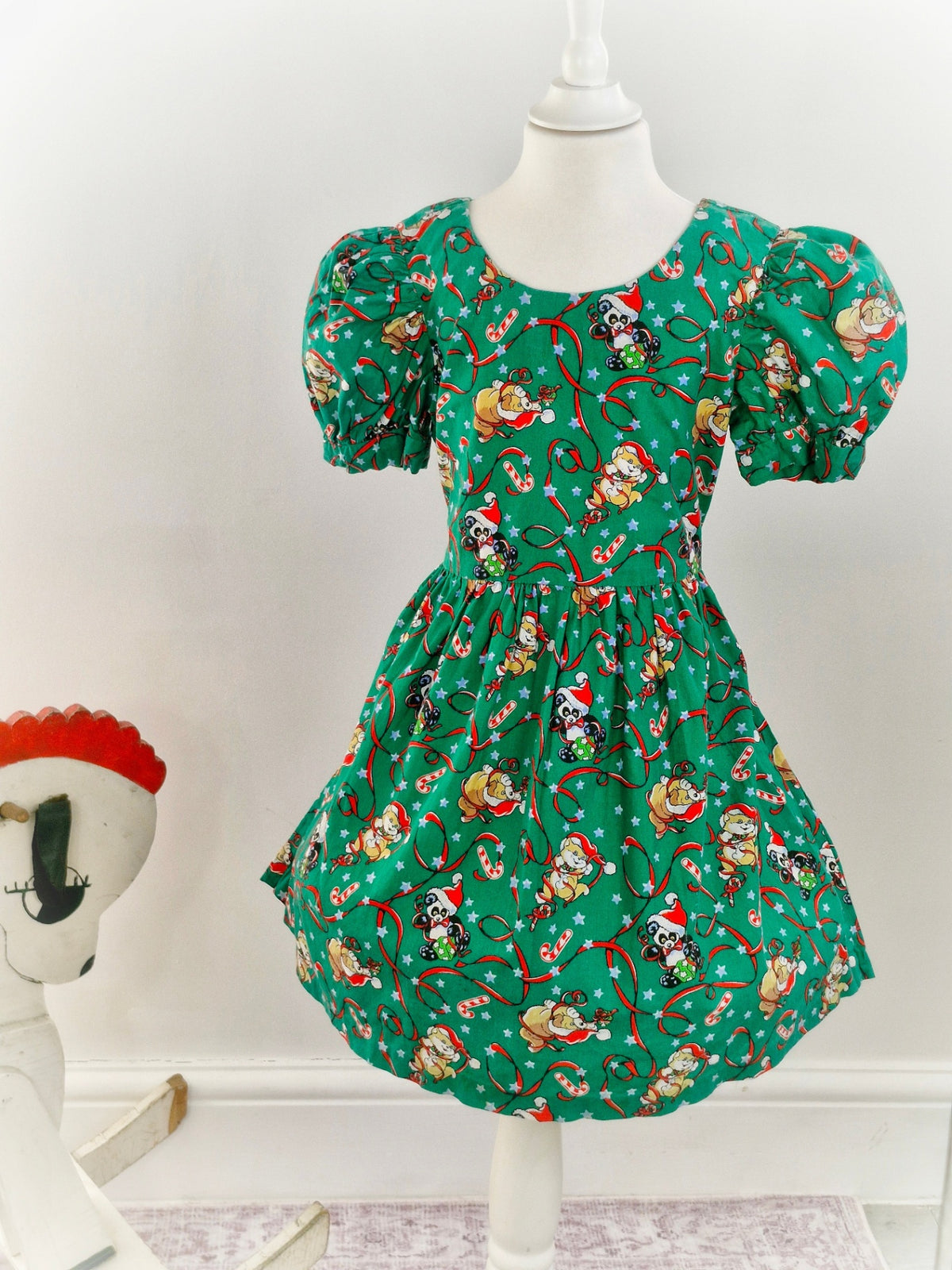 Green festive vintage handmade dress