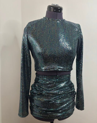 Midnight mini ruched skirt