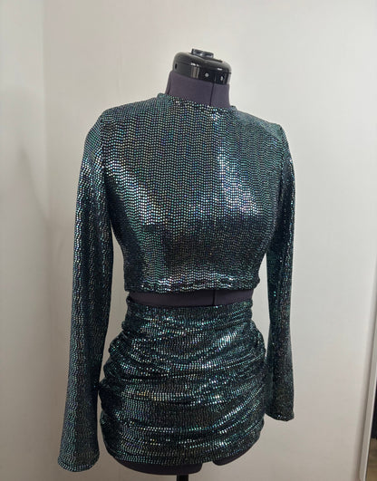 Midnight mini ruched skirt