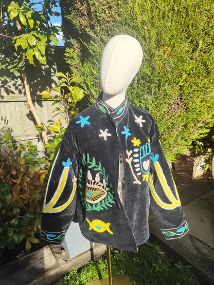 Wanderlust velvet jacket - cactus Black