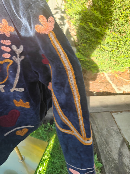 Wanderlust velvet jacket - No collar hand Navy