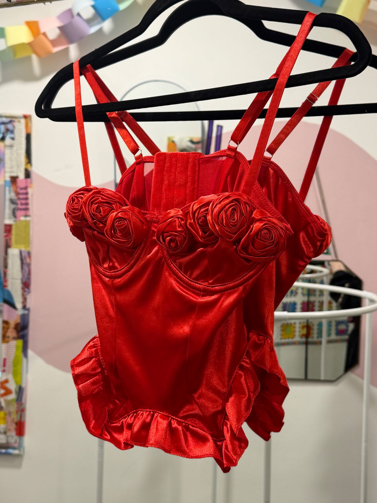 Red Rose Satin Corset