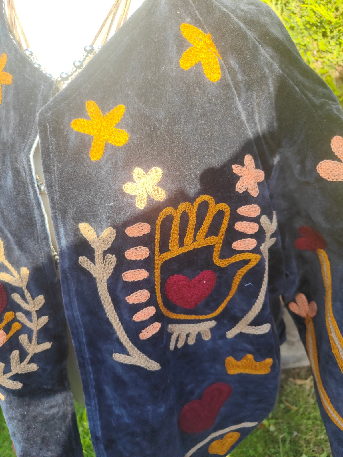 Wanderlust velvet jacket - No collar hand Navy