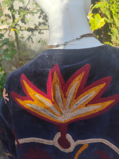 Wanderlust velvet jacket - No collar hand Navy