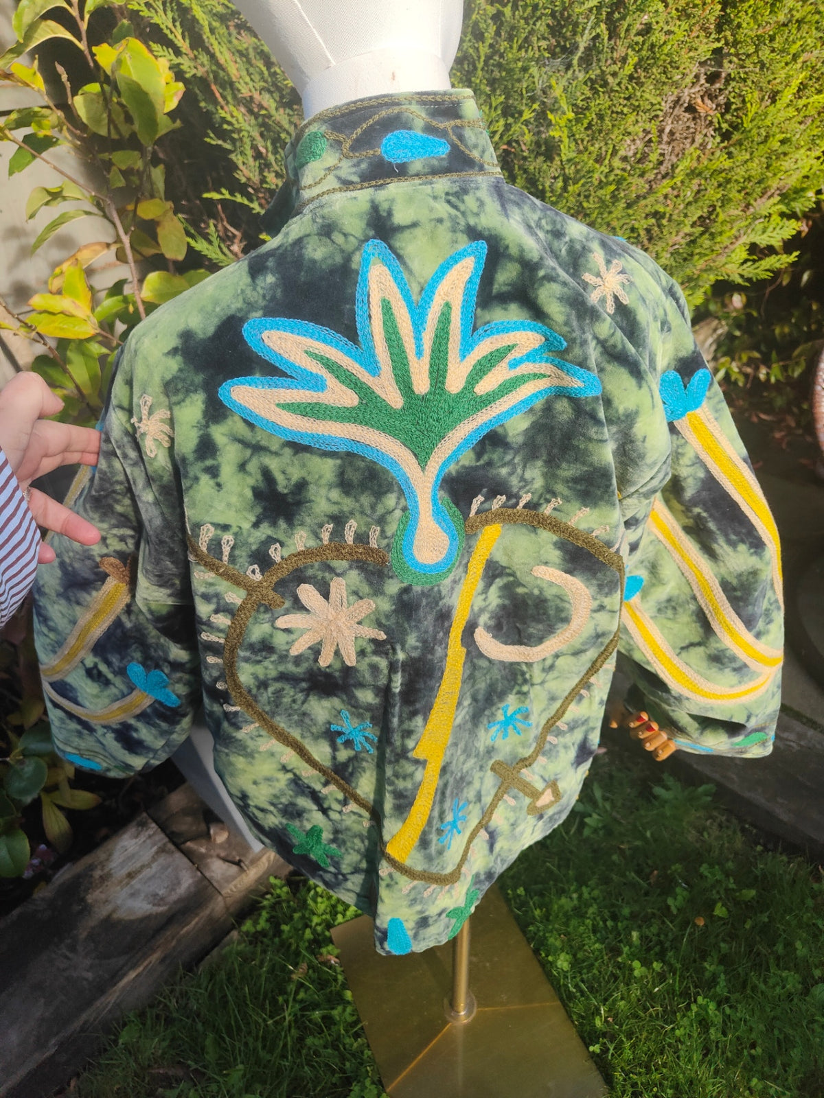 Wanderlust Velvet jacket - cactus tie dye green