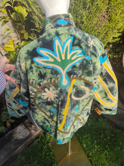 Wanderlust Velvet jacket - cactus tie dye green