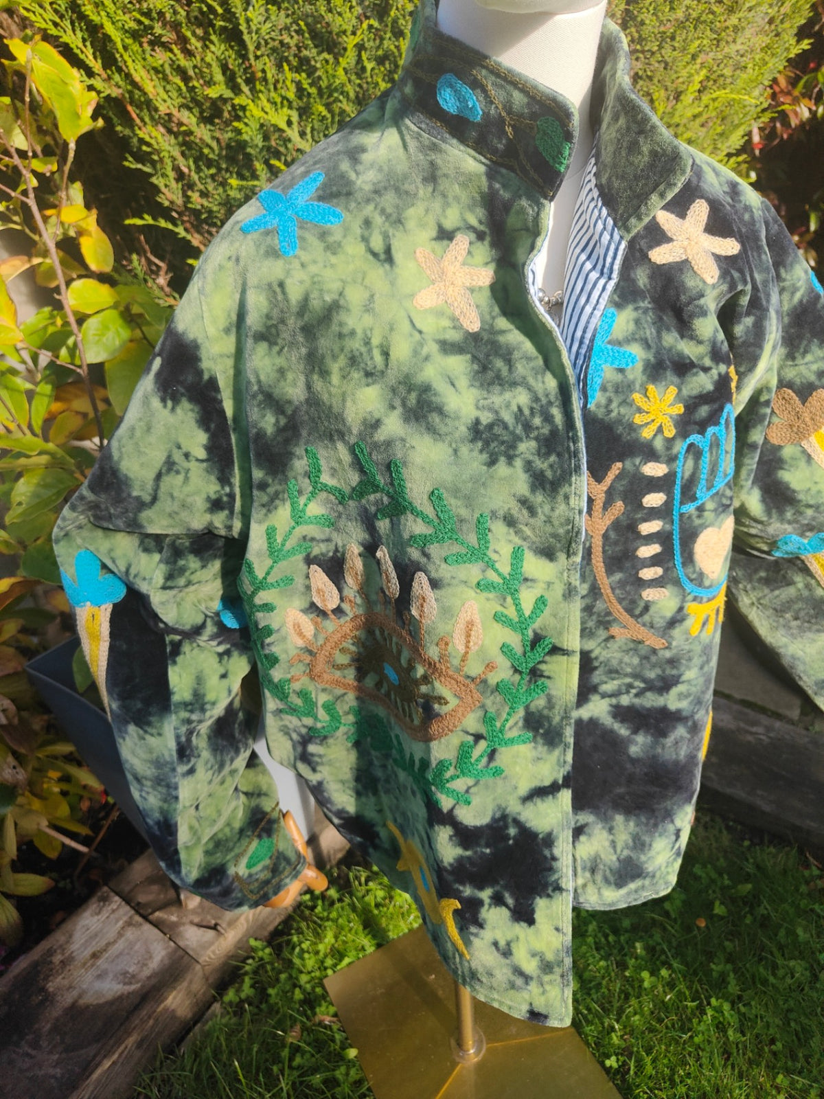 Wanderlust Velvet jacket - cactus tie dye green