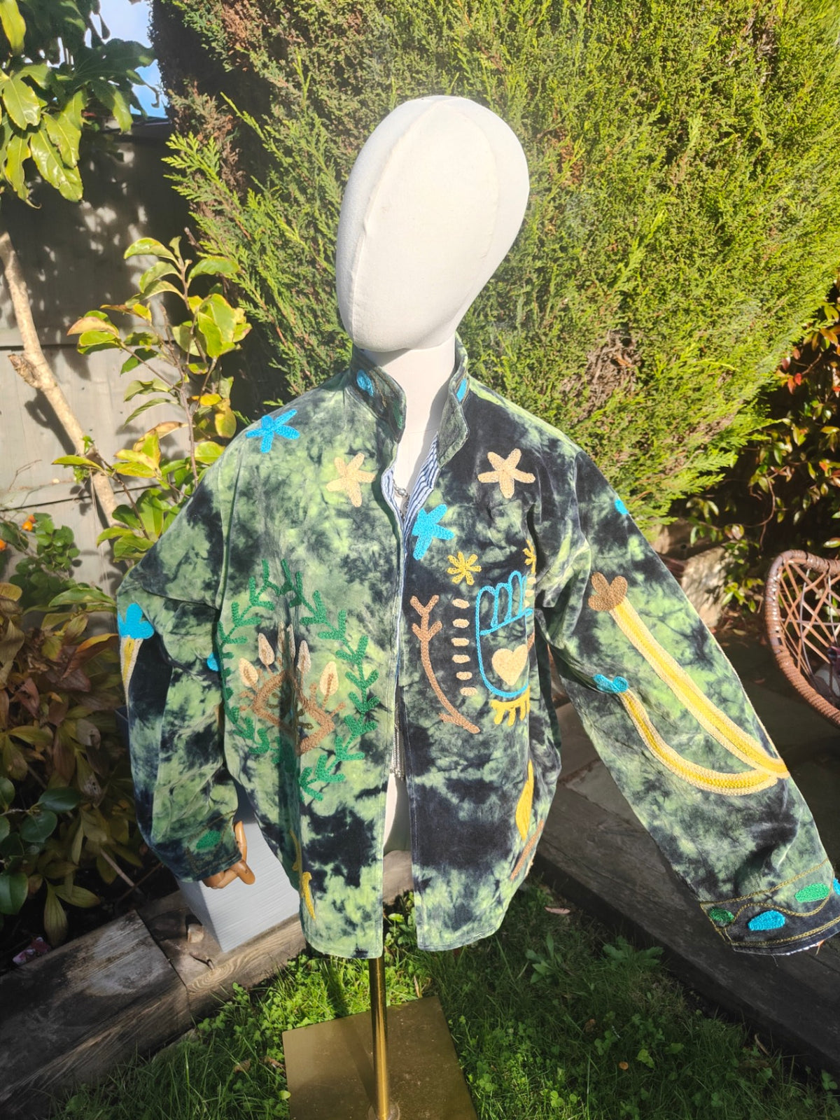 Wanderlust Velvet jacket - cactus tie dye green
