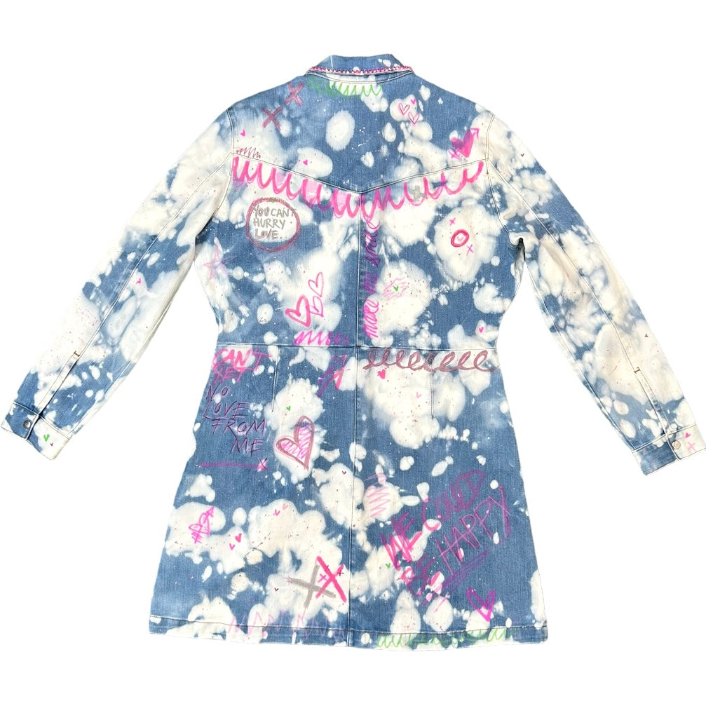 Pink & Bleached Denim Dress