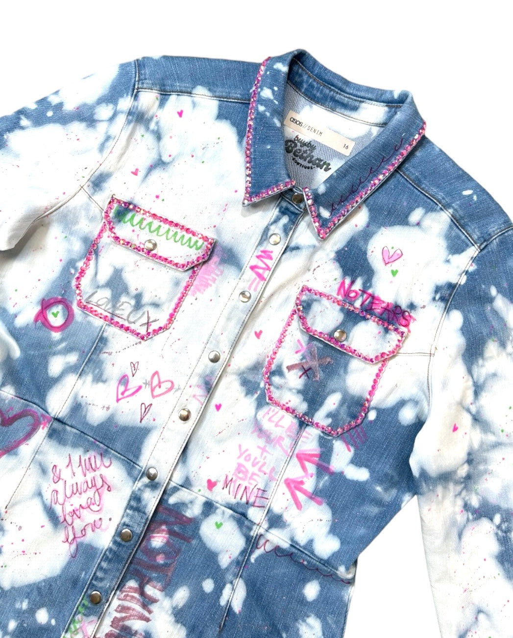 Pink & Bleached Denim Dress