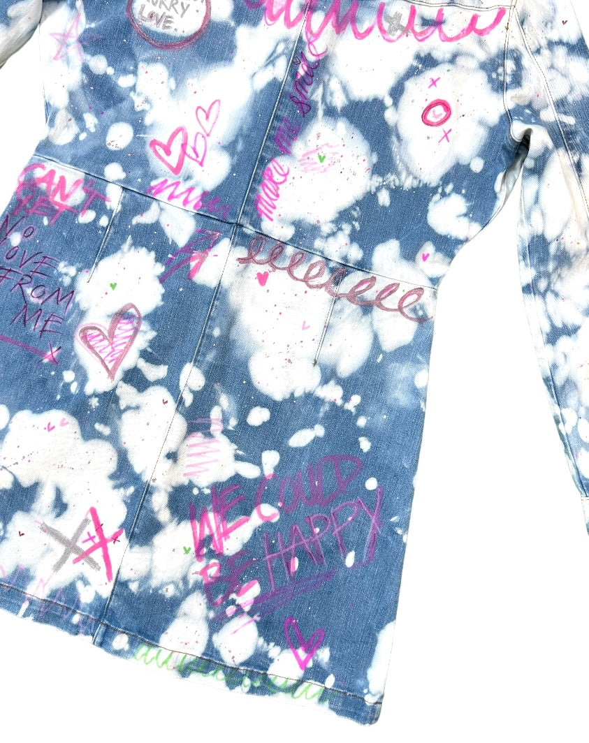 Pink & Bleached Denim Dress