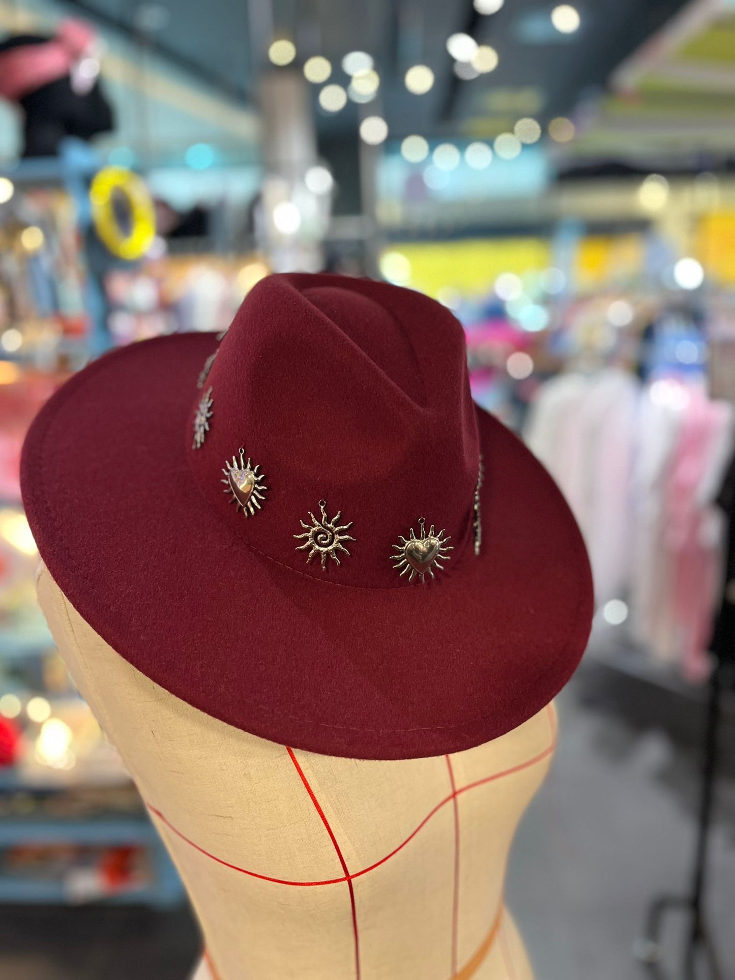 Luna Gold Burgundy Fedora